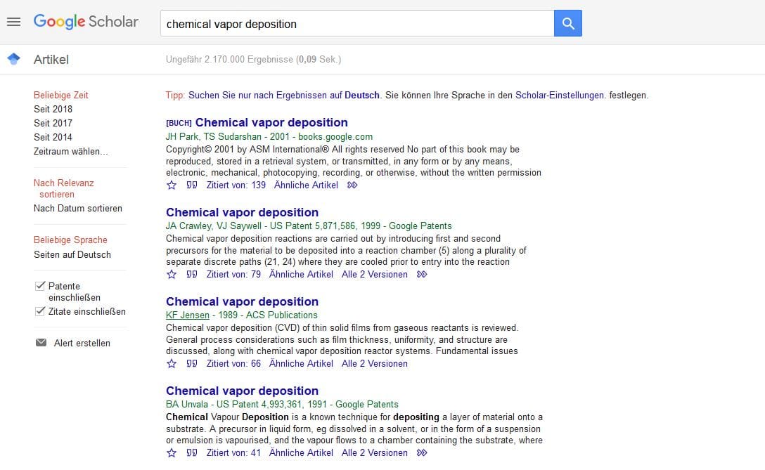 Google Scholar Suchergebnis