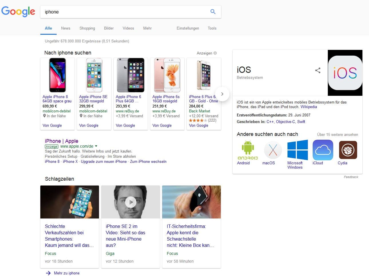 Google Shopping Anzeige (ehemals Froogle)